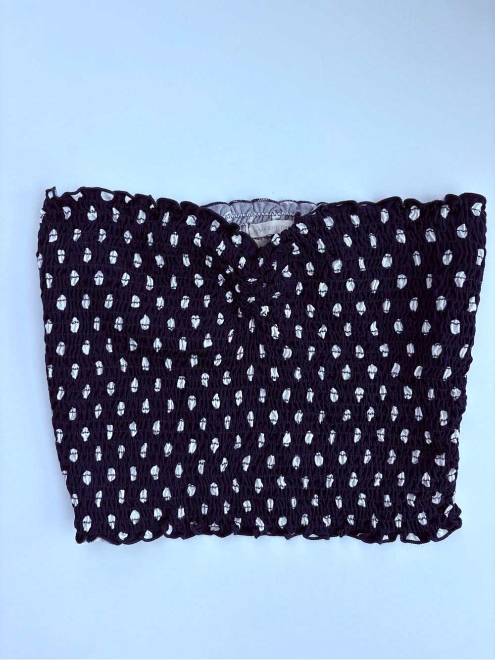 Urban Outfitters Navy & White Smocked Strapless Tube Top Size Large Boho Y2K